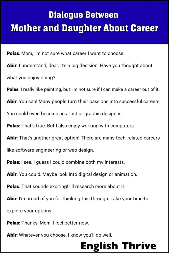 Dialogue Between Mother and Daughter About Career