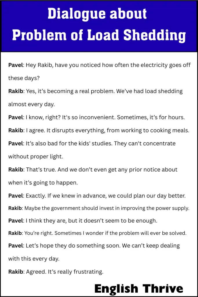 Dialogue about Problem of Load Shedding