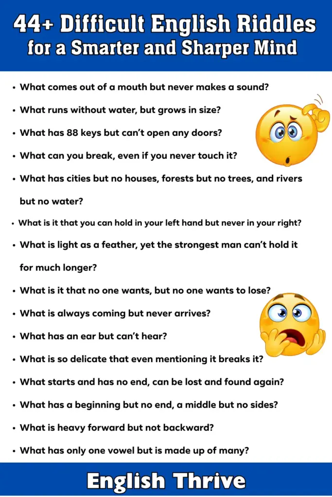 44+ Difficult English Riddles for a Smarter and Sharper Mind