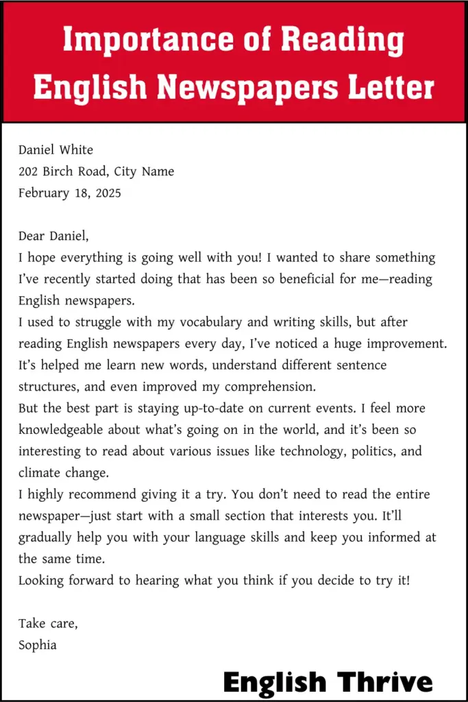 Importance of Reading English Newspapers Letterfor Students