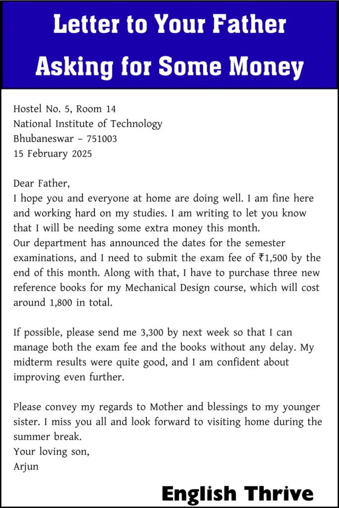 Letter to Your Father Asking for Some Money