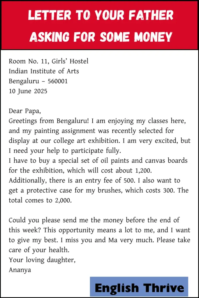 Letter to Your Father Asking for Some Money