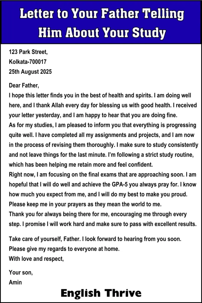 Letter to Your Father Telling Him About Your Study