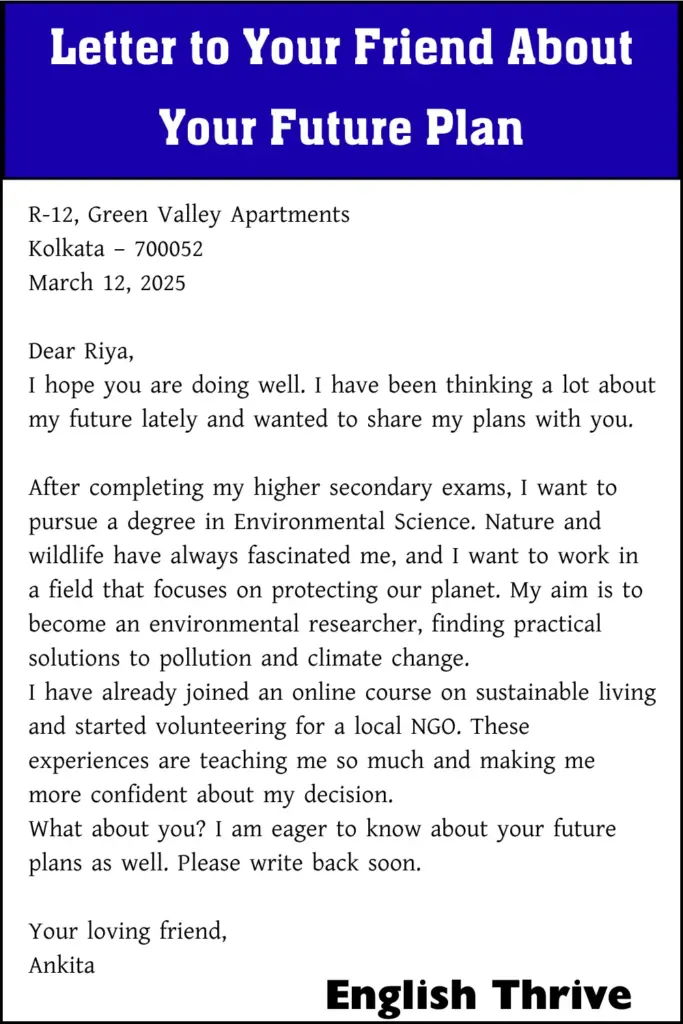 Letter to Your Friend About Your Future Plan