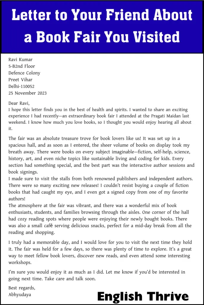 Letter to Your Friend About a Book Fair You Visited