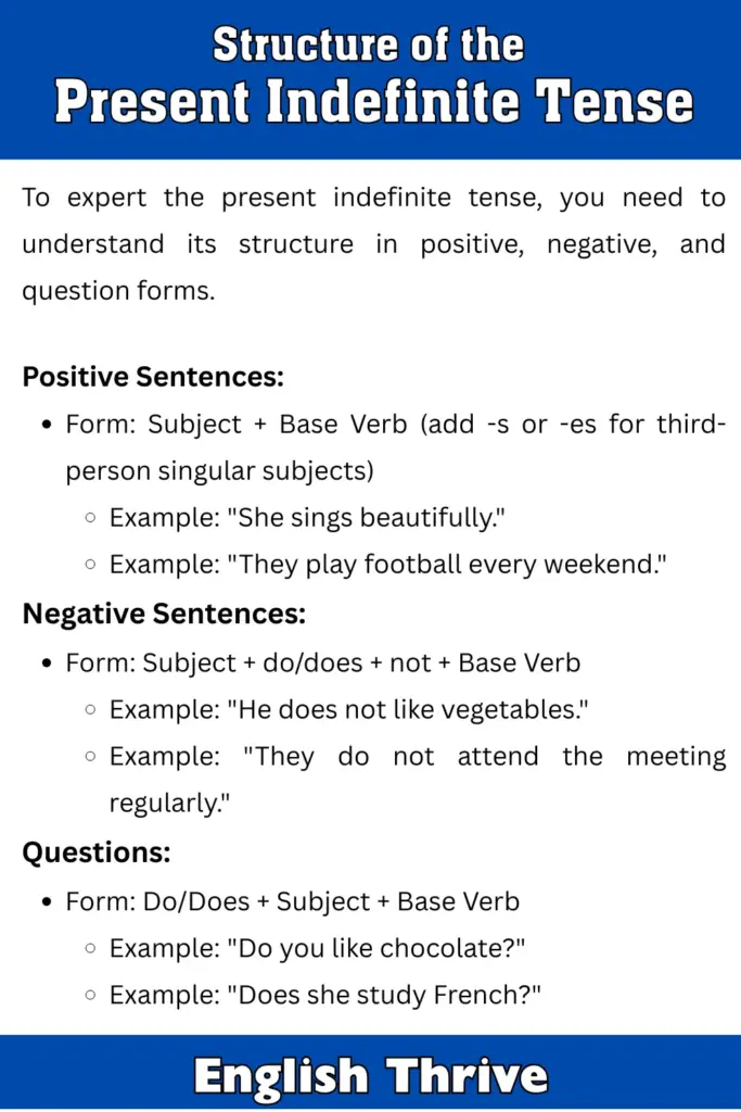 Structure of the Present Indefinite Tense