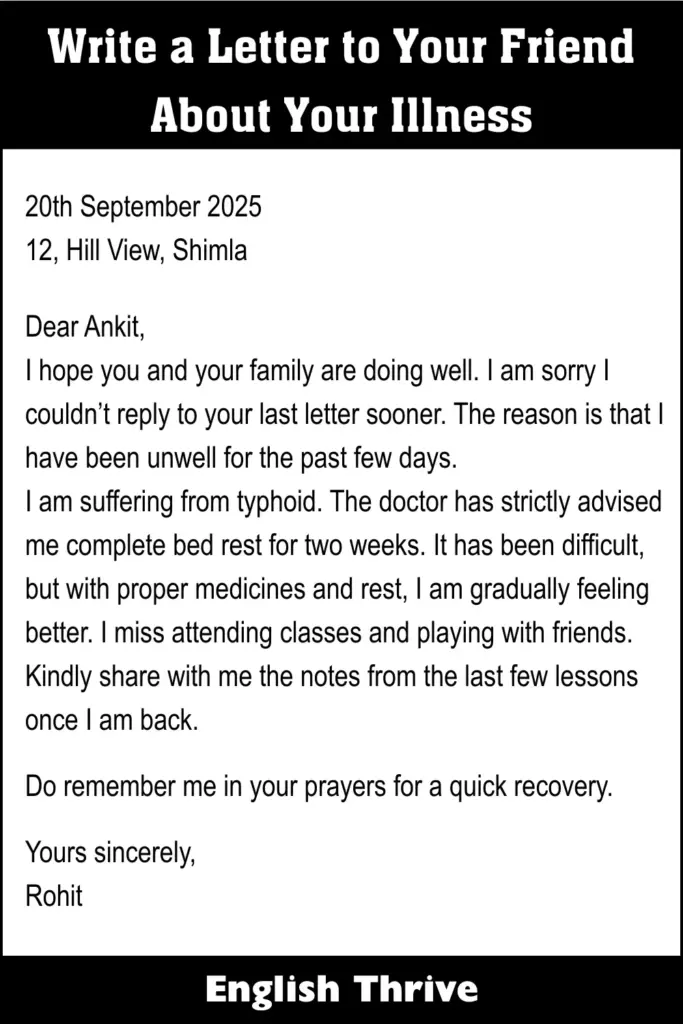 Write a Letter to Your Friend About Your Illness