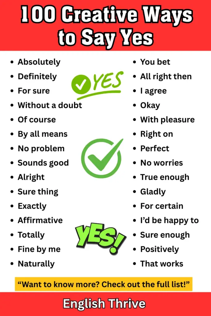 100 Creative Ways to Say Yes