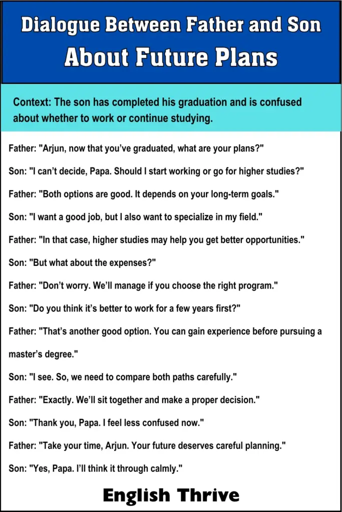Dialogue Between Father and Son About Future Plans