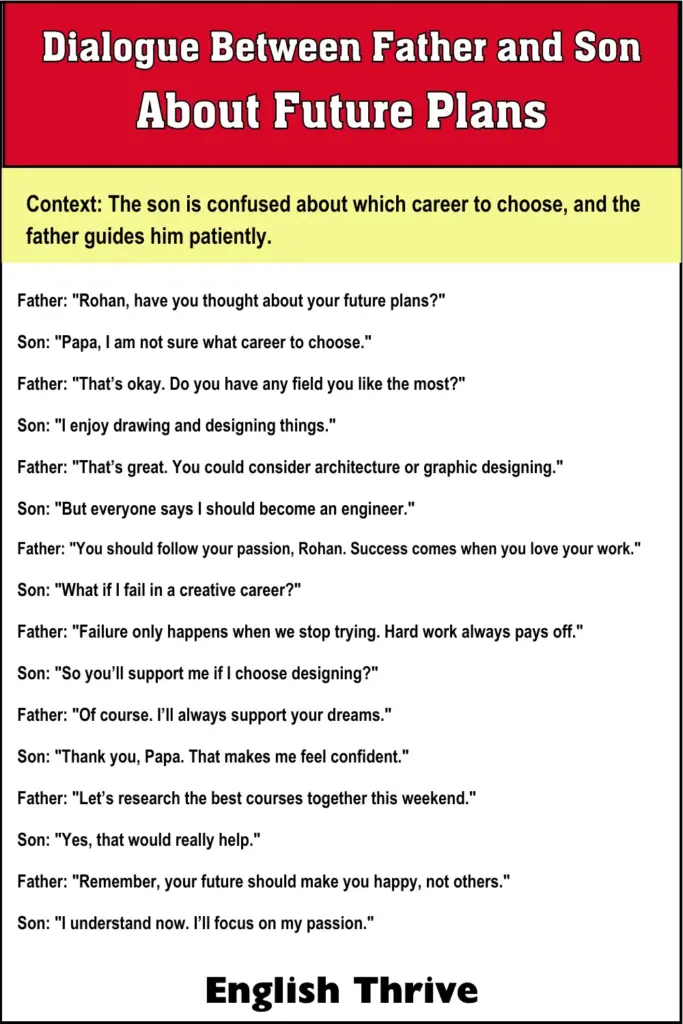 Dialogue Between Father and Son About Future Plans for Students