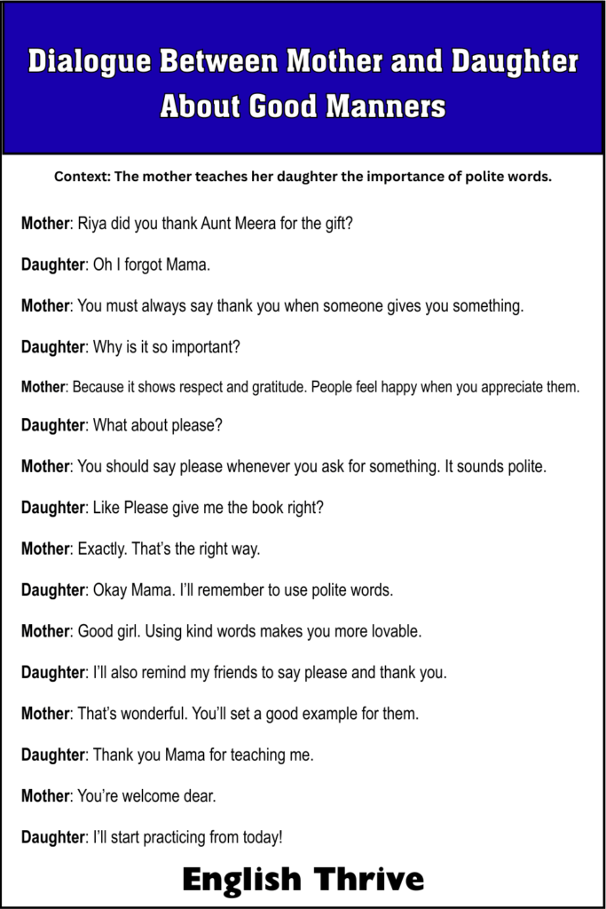 Dialogue Between Mother and Daughter About Good Manners