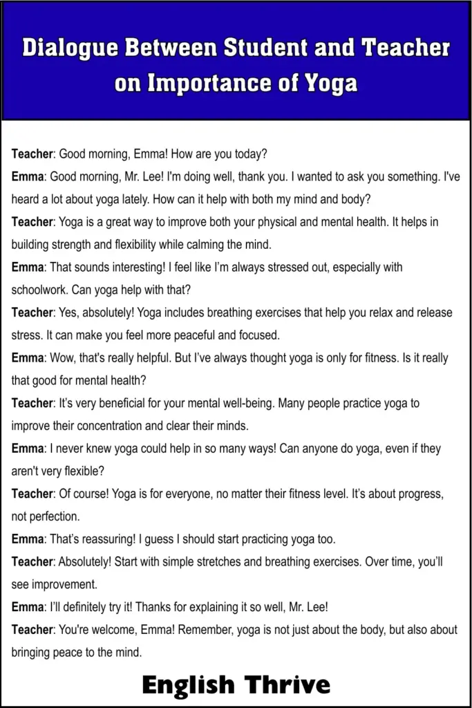 Dialogue Between Student and Teacher on Importance of Yoga for Students
