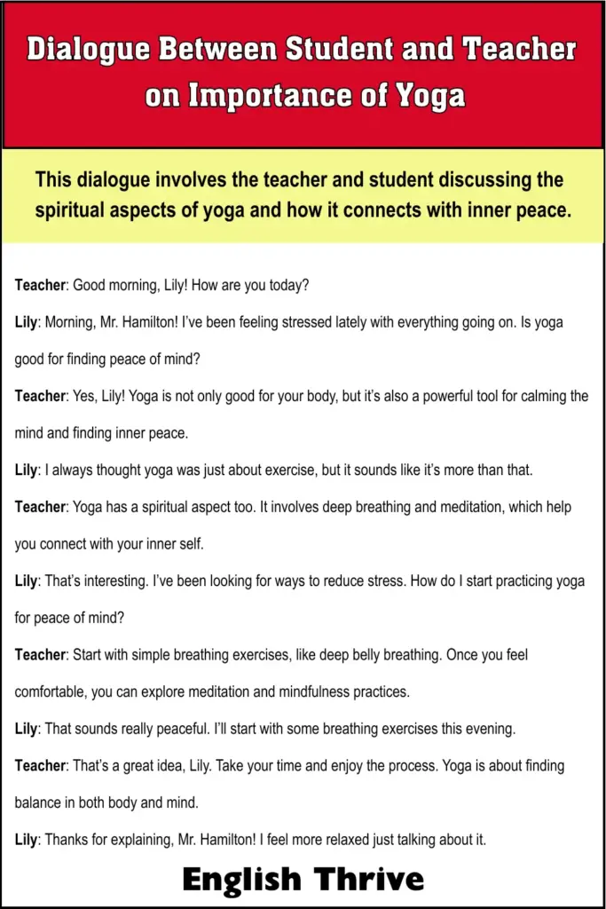 Dialogue Between Student and Teacher on Importance of Yoga for Students