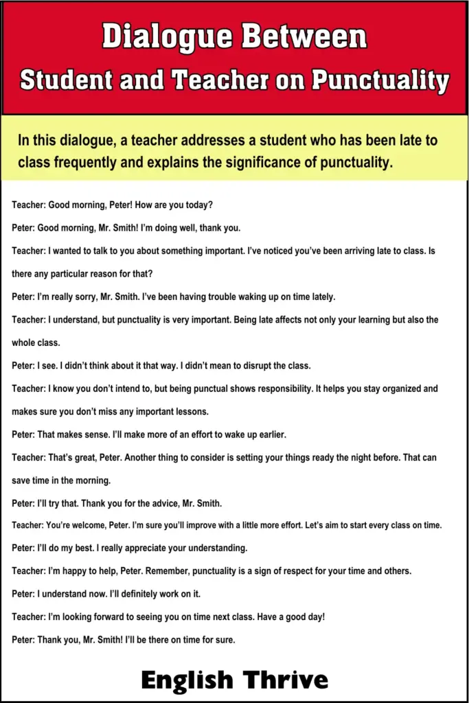 Dialogue Between Student and Teacher on Punctuality