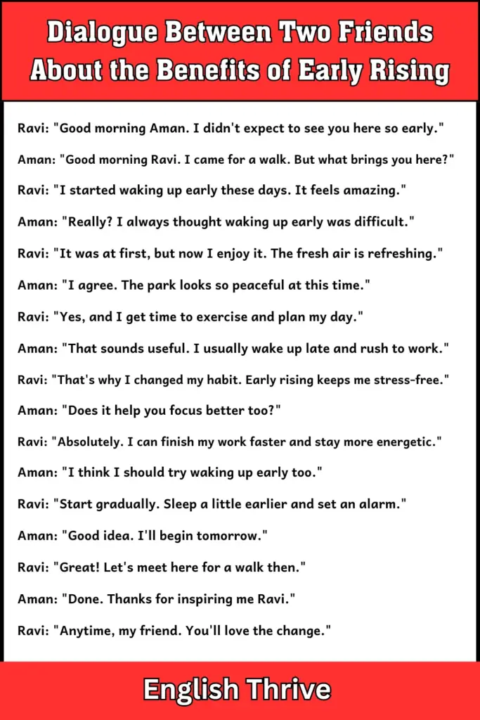 Dialogue Between Two Friends About the Benefits of Early Rising