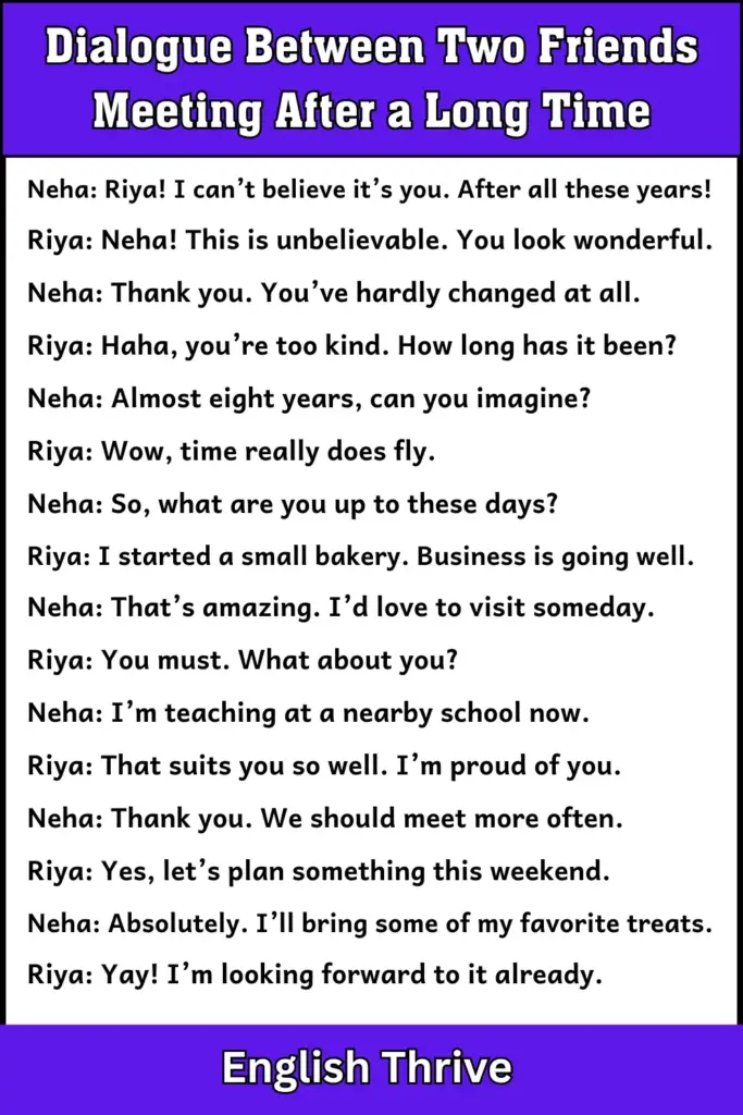 Dialogue Between Two Friends Meeting After a Long Time For Students