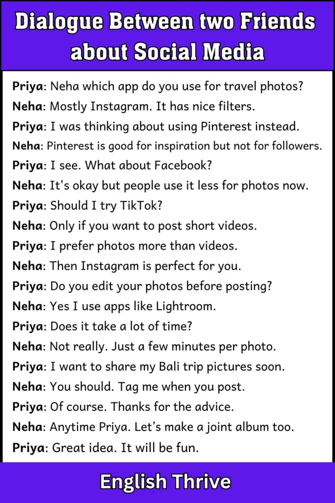 Dialogue Between two Friends about Social Media