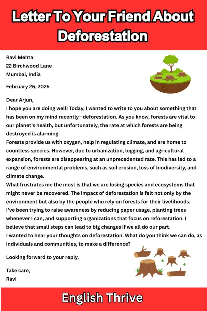 Letter To Your Friend About Deforestation