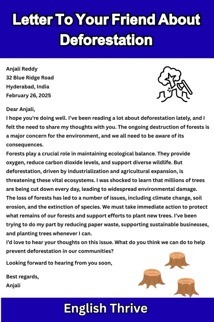 Letter To Your Friend About Deforestation for Students