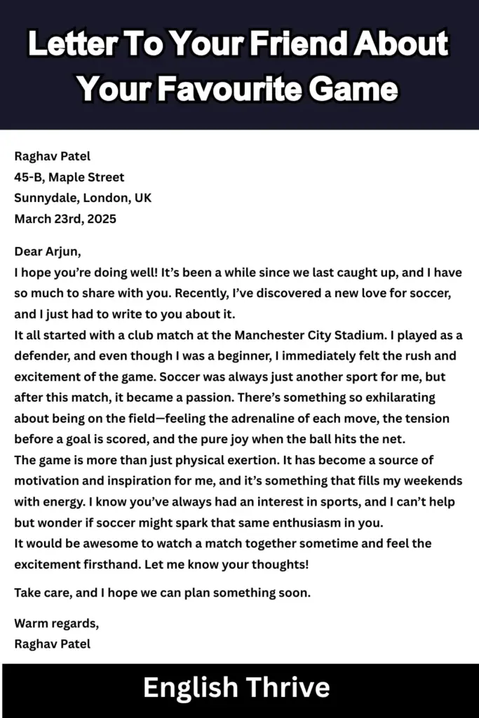 Letter To Your Friend About Your Favourite Game