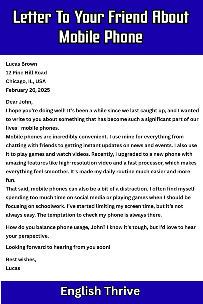 Write A Letter To Your Friend About Mobile Phone