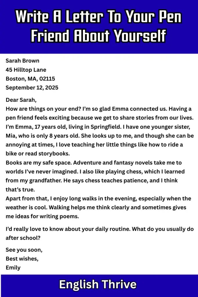 Write A Letter To Your Pen Friend About Yourself