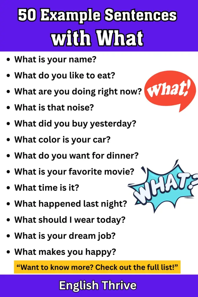 50 Example Sentences with What