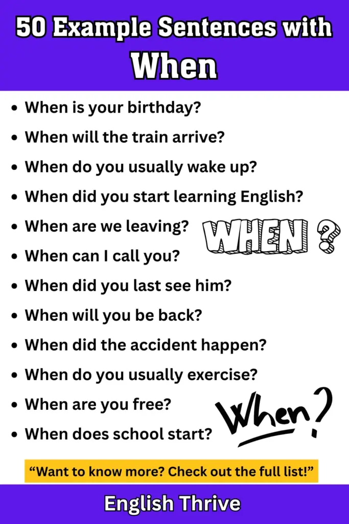 50 Example Sentences with When