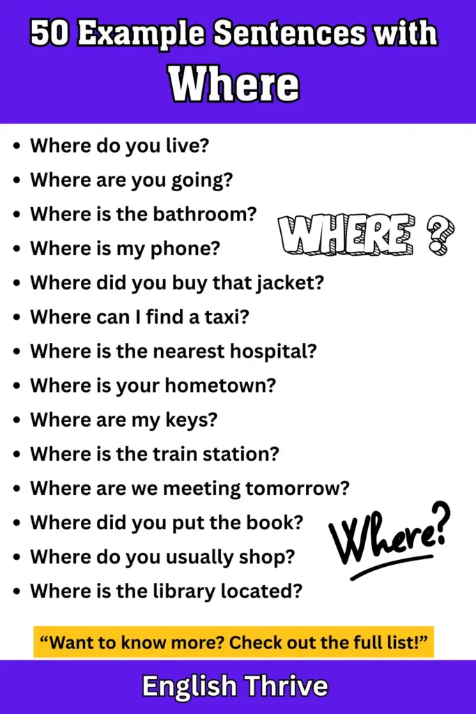 50 Example Sentences with Where