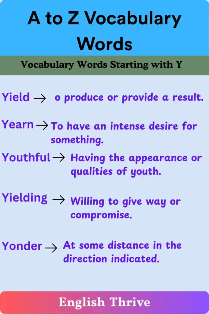 A to Z Vocabulary Words