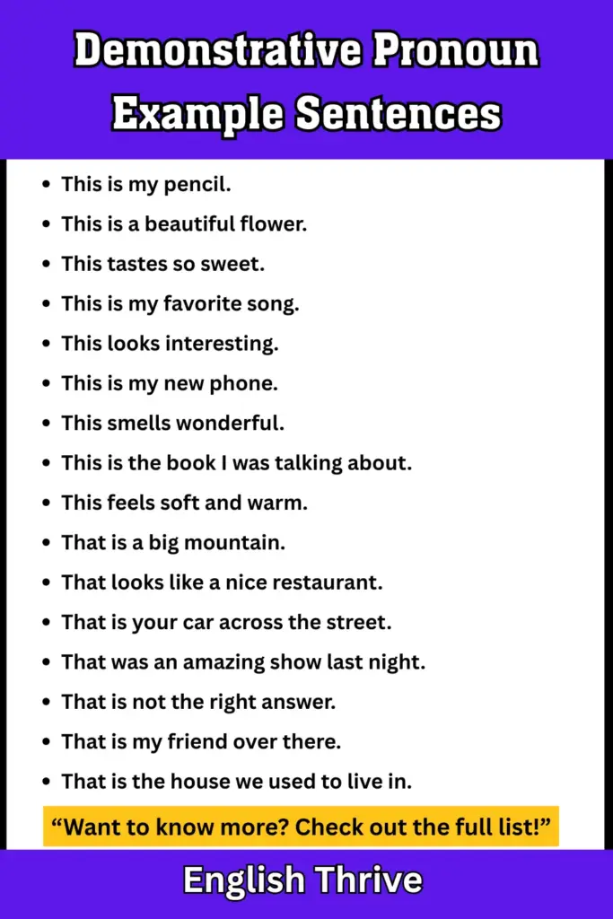 Demonstrative Pronoun Example Sentences