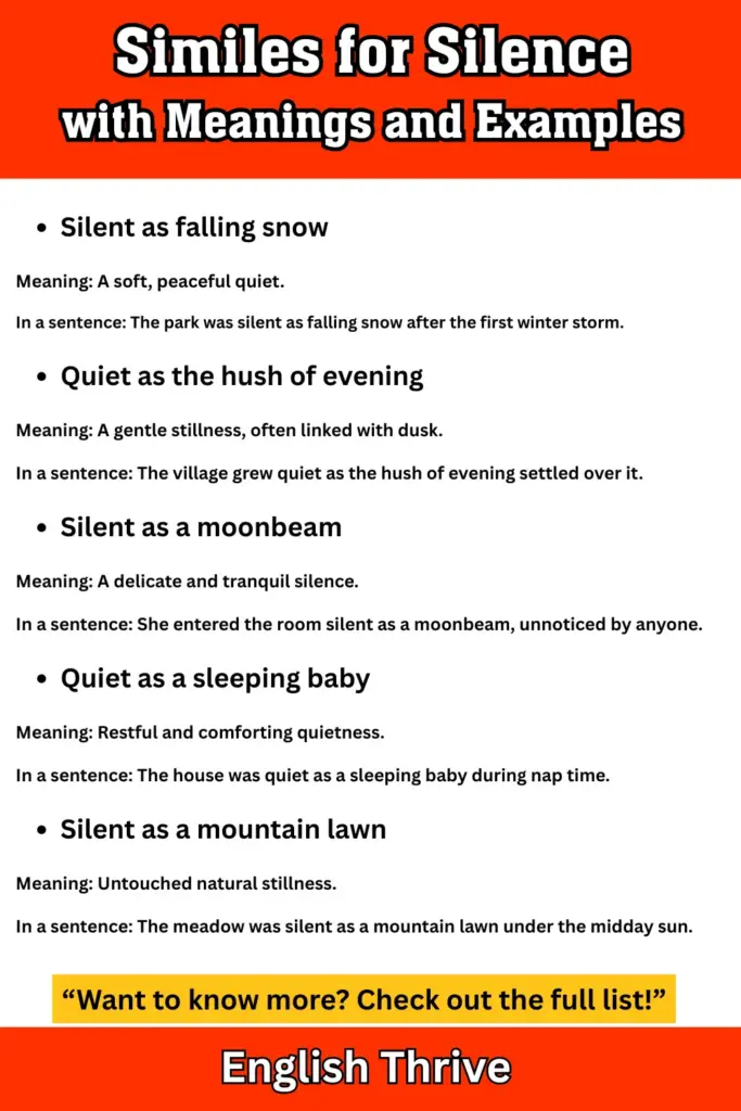 Similes for Silence with Meanings and Examples