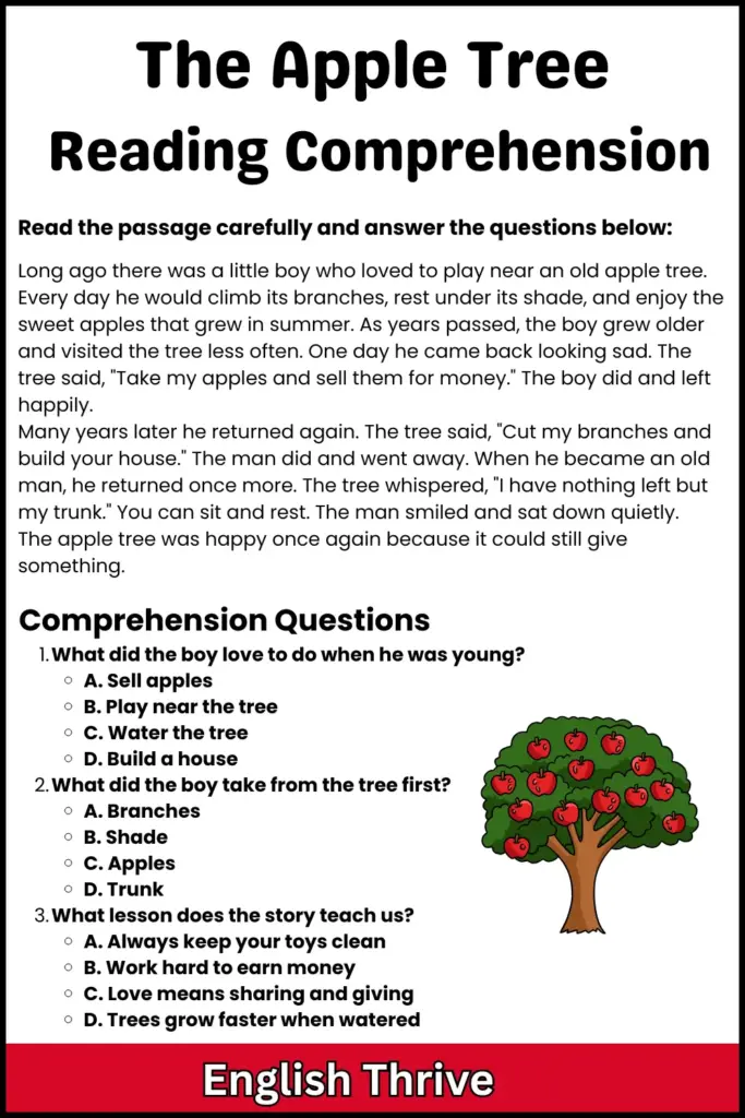 The Apple Tree Reading Comprehension