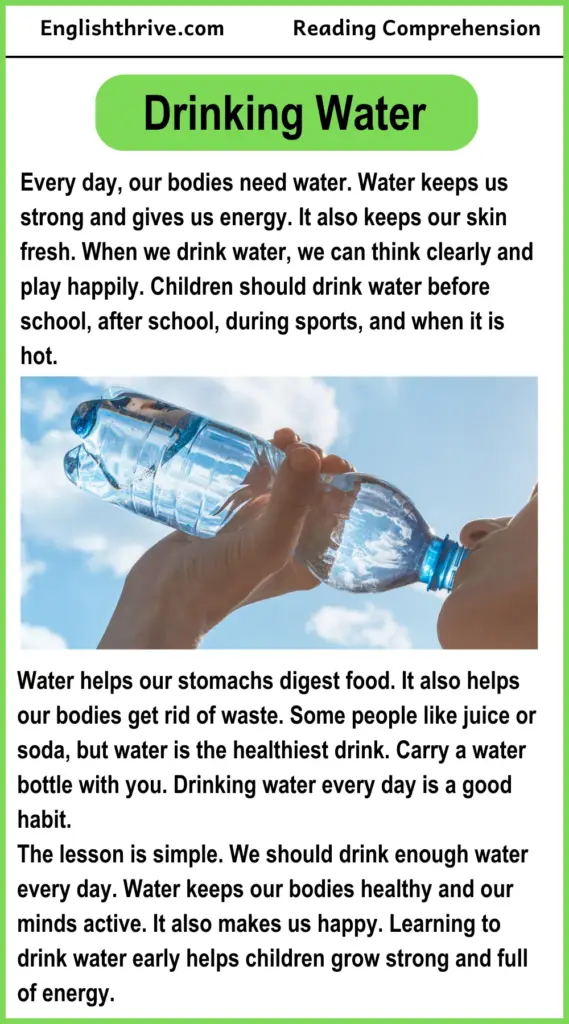 Drinking Water Reading Comprehension