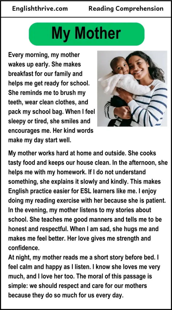 My Mother Reading Comprehension