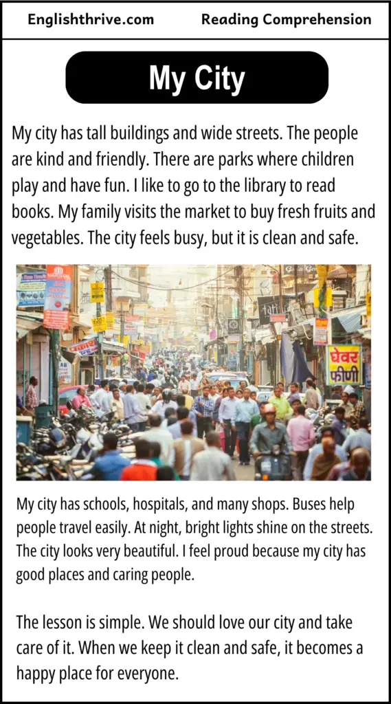 MY city reading comprehension
