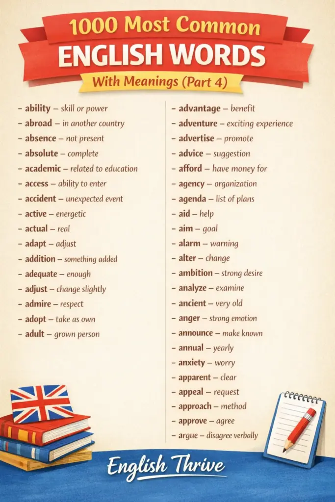 1000 most common english words