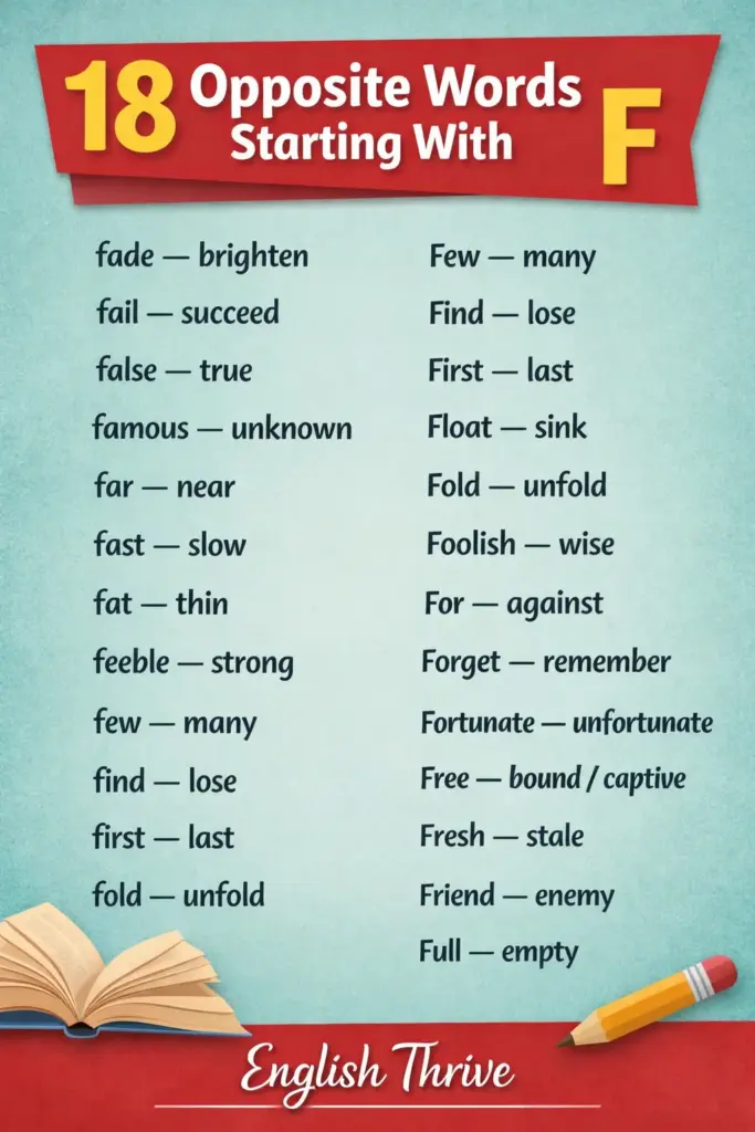 Opposite Words in English A to Z