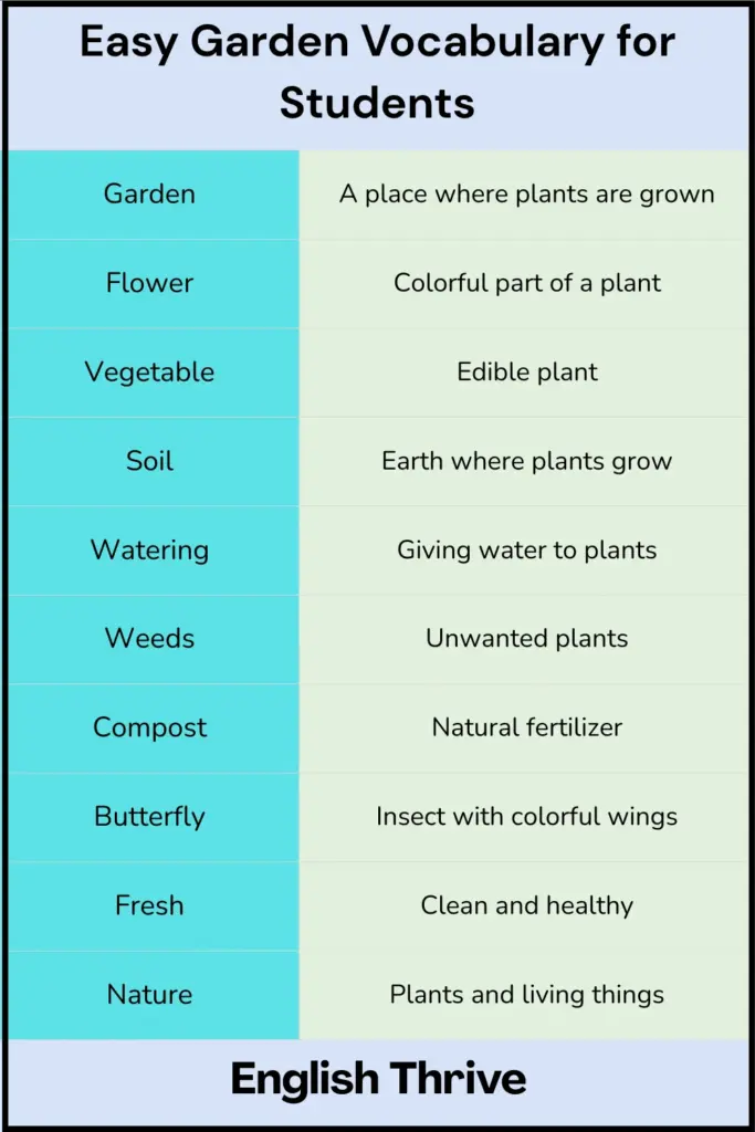 Easy Garden vocabulary