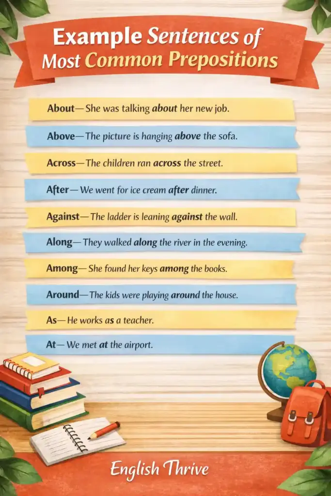Preposition Words and Their Uses in Sentences