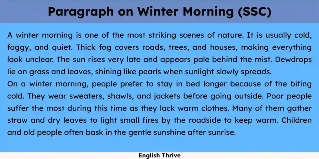 Paragraph on Winter Morning SSC