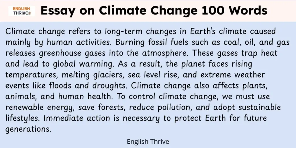 Essay on Climate Change (100 Words)