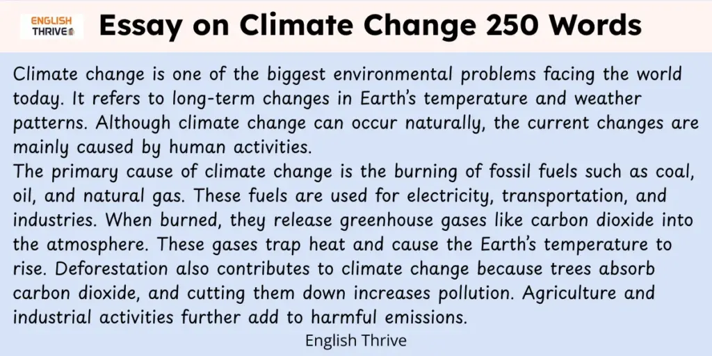 Essay on Climate Change (250 Words)