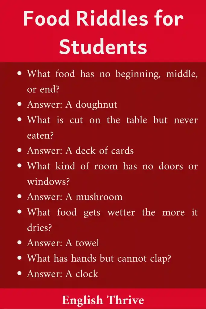 Food Riddles with Answers